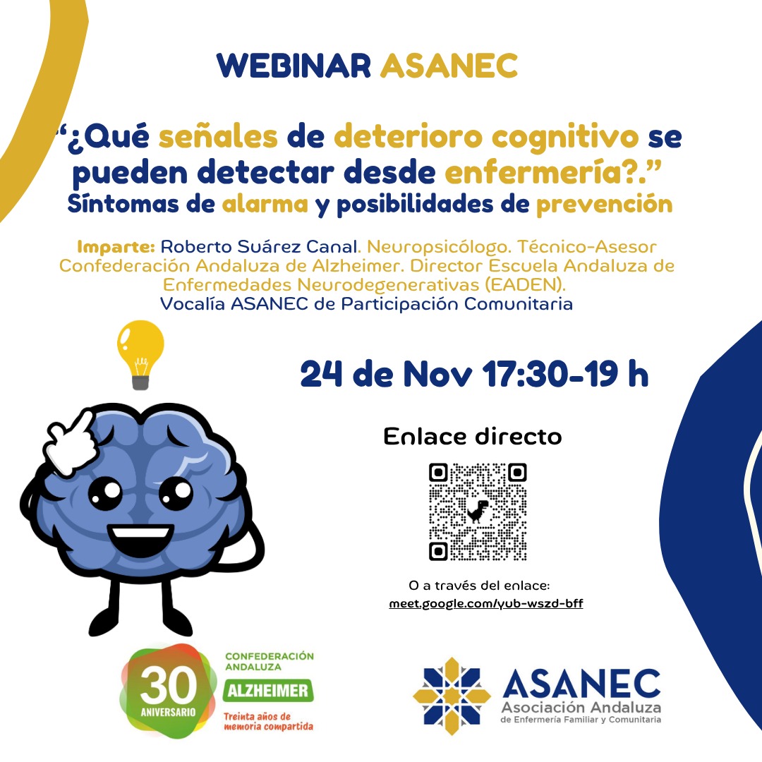 Webinar - Atención a la cronicidad  ¿Qué señales de deterioro cognitivo se pueden detectar desde Enfermería?