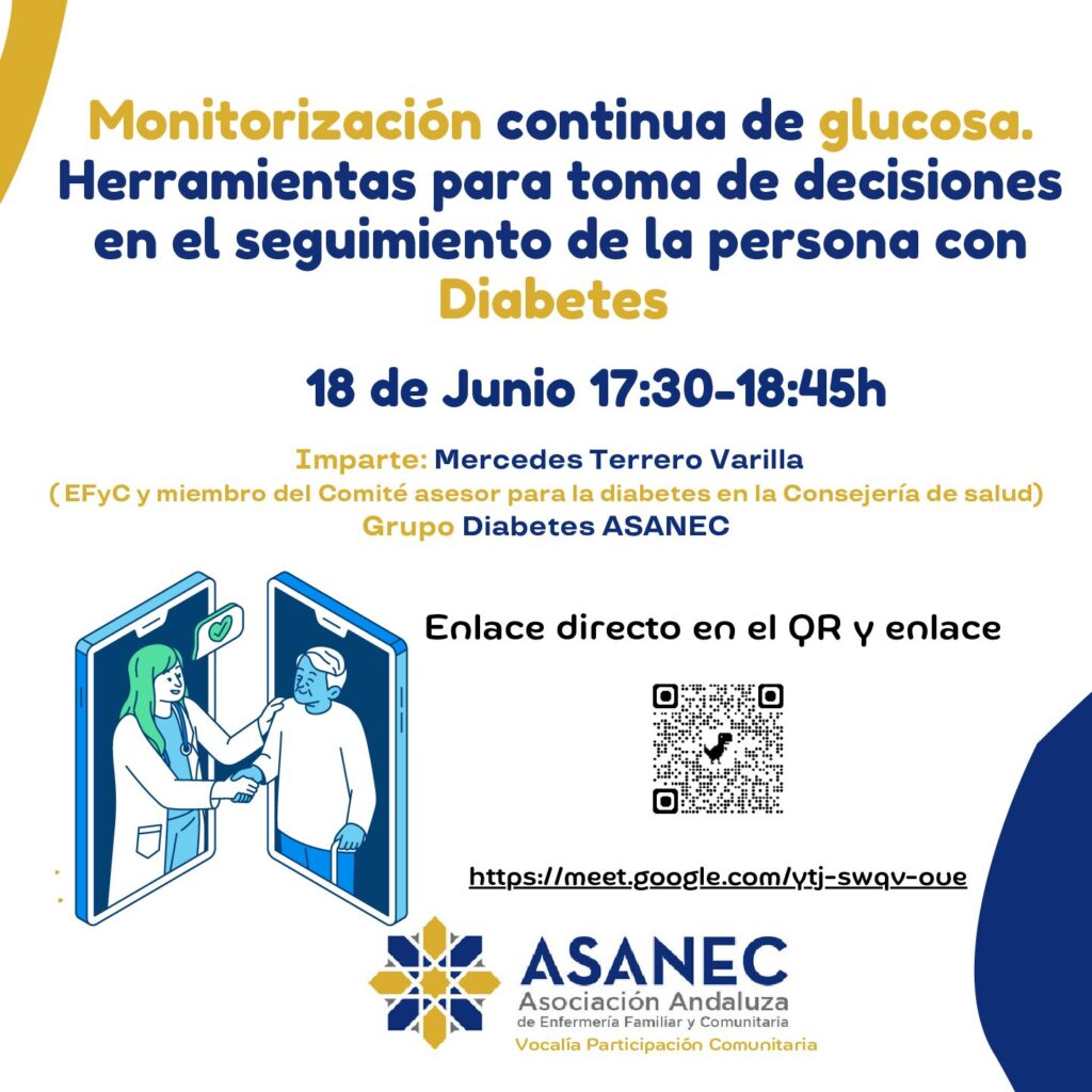 Webinar: Monitorización continua de glucosa. Herramientas para toma de decisiones en el seguimiento de la persona con Diabetes